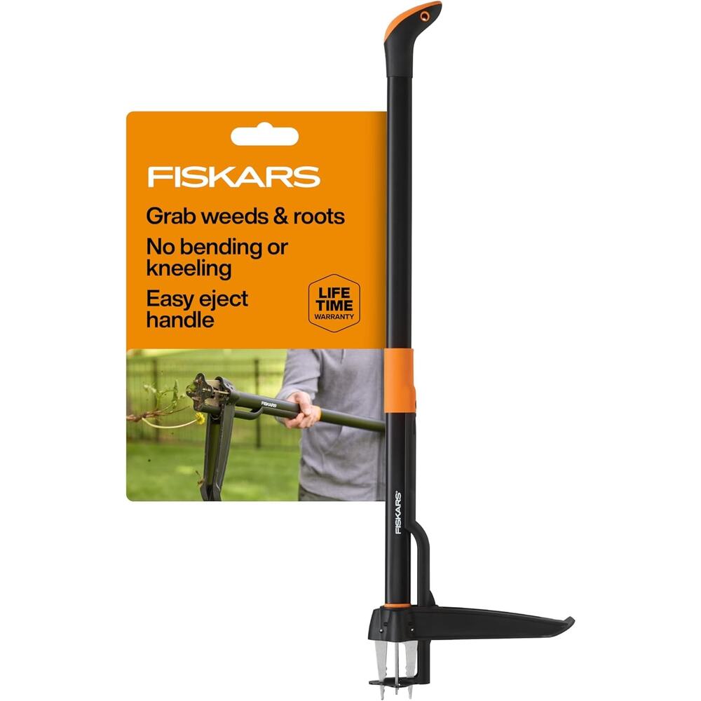 Fiskars 4-Claw Stand Up Weed Puller Tool, Gardening Hand Weeding Tool